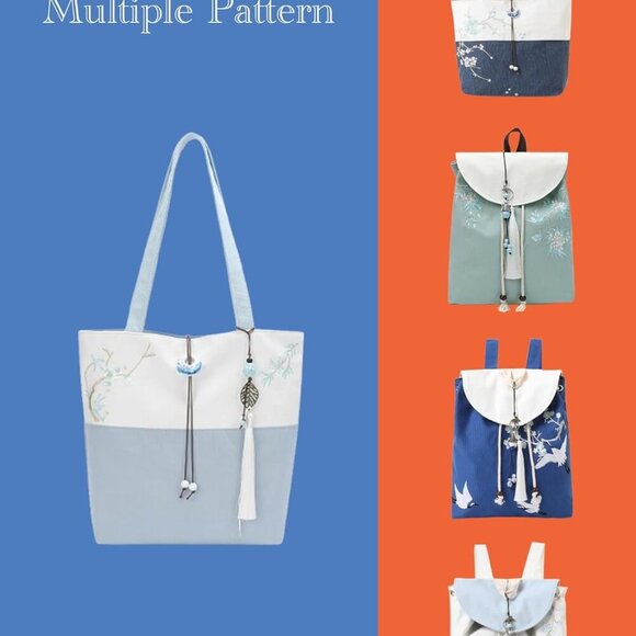 Elegant Vintage Silk Pattern Shoulder Handbag Tote Bag with Pendant and Tassels - Picture 3 of 8